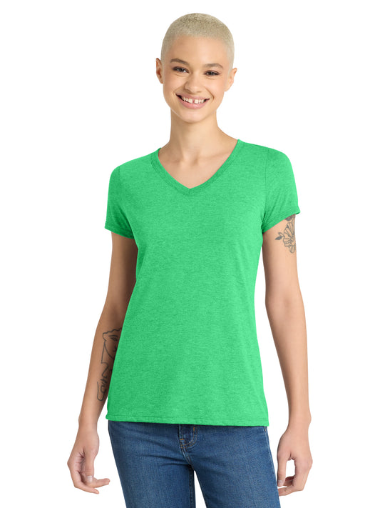 Women’s Perfect Tri V-Neck Tee - DM1350L - Green Frost
