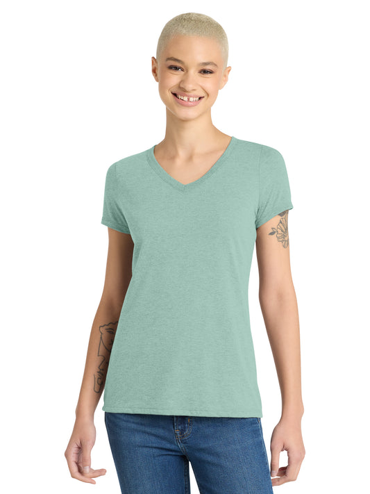 Women’s Perfect Tri V-Neck Tee - DM1350L - Heathered Dusty Sage