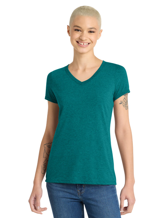 Women’s Perfect Tri V-Neck Tee - DM1350L - Heathered Teal