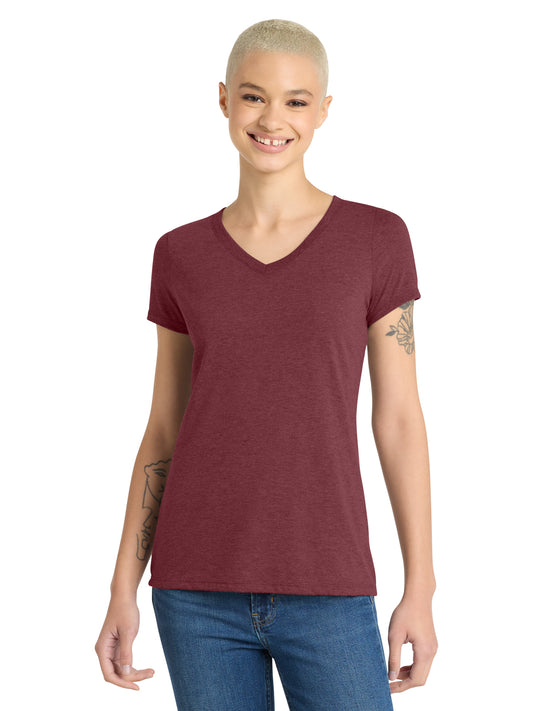 Women’s Perfect Tri V-Neck Tee - DM1350L - Maroon Frost