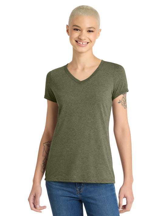 Women’s Perfect Tri V-Neck Tee - DM1350L - Military Green Frost