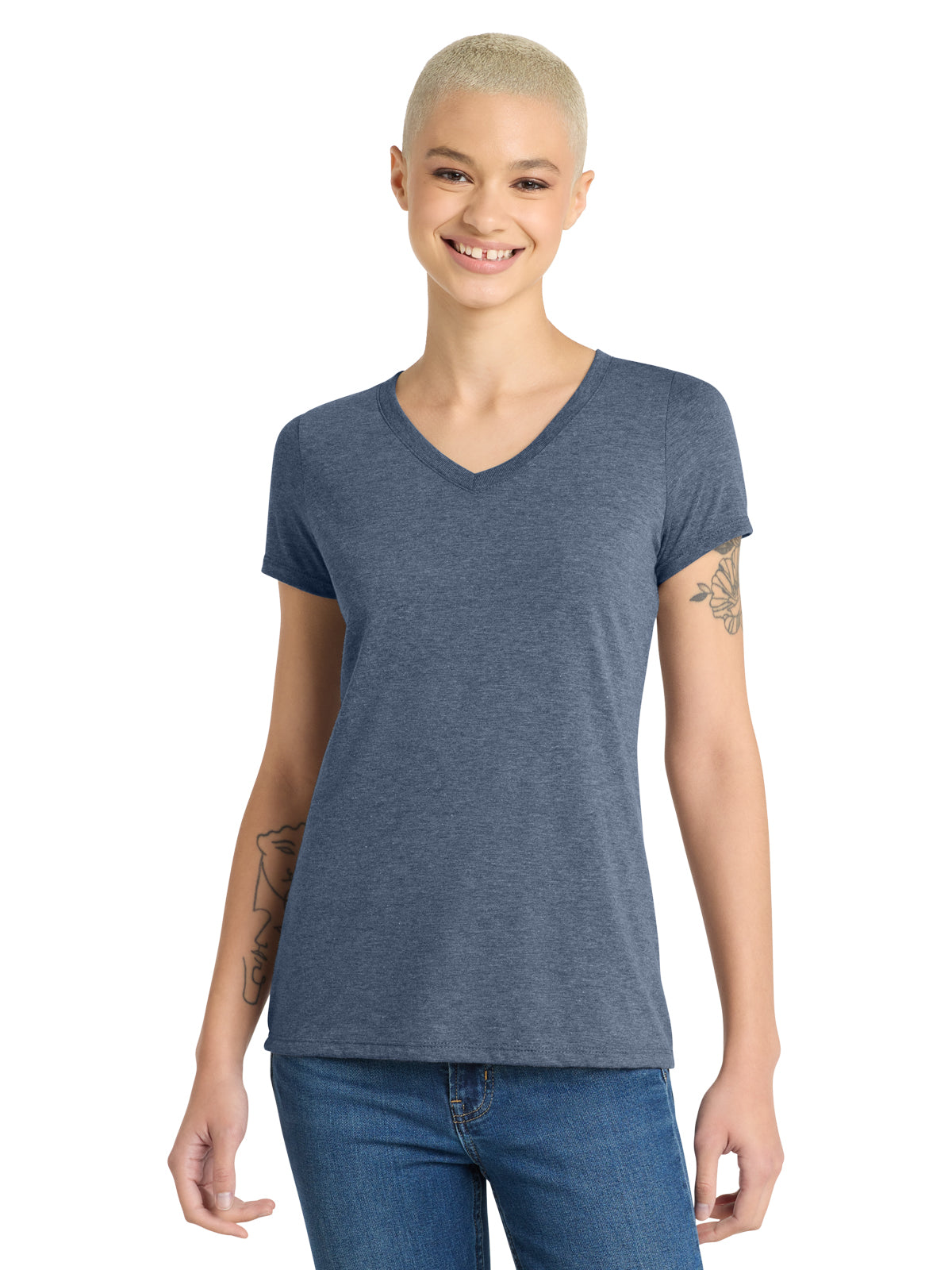 Women’s Perfect Tri V-Neck Tee - DM1350L - Navy Frost