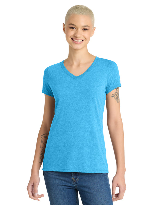 Women’s Perfect Tri V-Neck Tee - DM1350L - Turquoise Frost