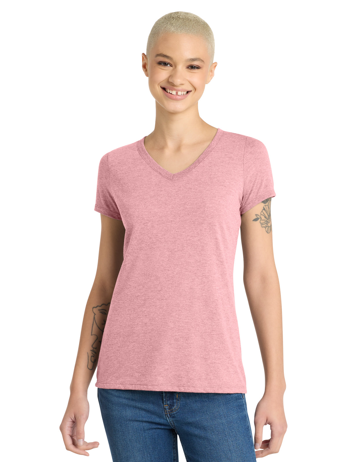 Women’s Perfect Tri V-Neck Tee - DM1350L - Wisteria Heather