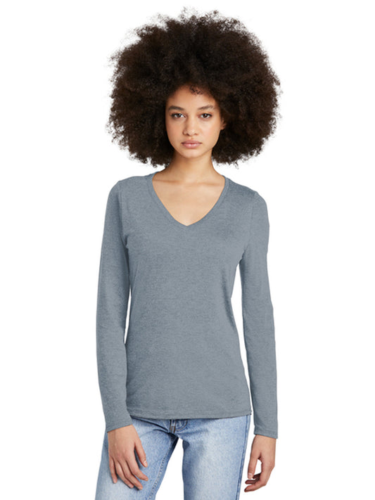 Women’s Perfect Tri Long Sleeve V-Neck Tee - DT135 - Flint Blue Heather