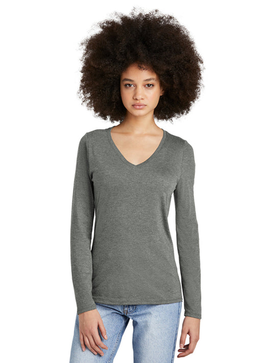Women’s Perfect Tri Long Sleeve V-Neck Tee - DT135 - Heathered Charcoal