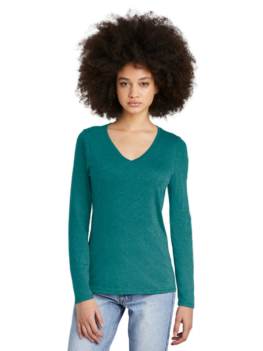 Women’s Perfect Tri Long Sleeve V-Neck Tee - DT135 - Heathered Teal
