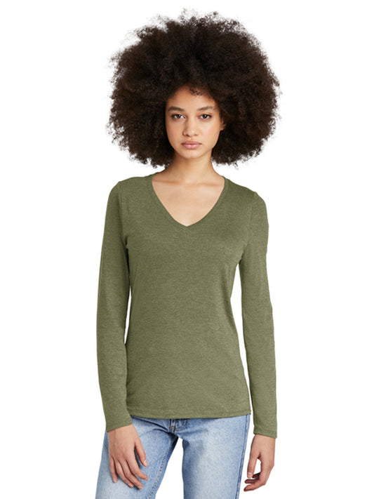 Women’s Perfect Tri Long Sleeve V-Neck Tee - DT135 - Military Green Frost