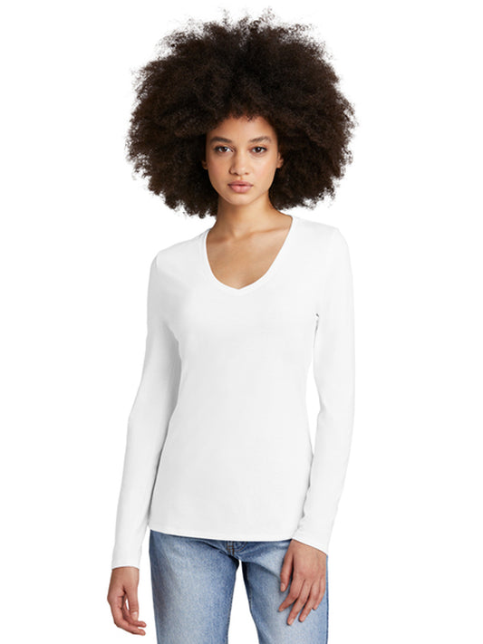 Women’s Perfect Tri Long Sleeve V-Neck Tee - DT135 - White