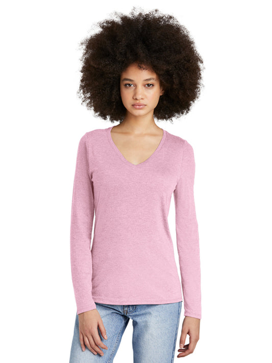 Women’s Perfect Tri Long Sleeve V-Neck Tee - DT135 - Wisteria Heather