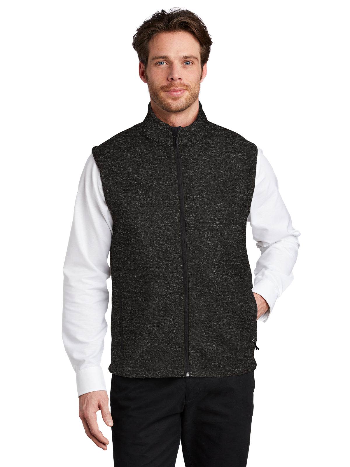 Men's Fleece Vest - F236 - Black Heather