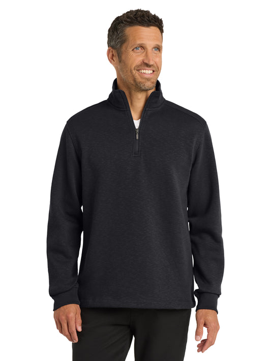 Men's Pocketless Slub Fleece 1/4-Zip Pullover - F295 - Black