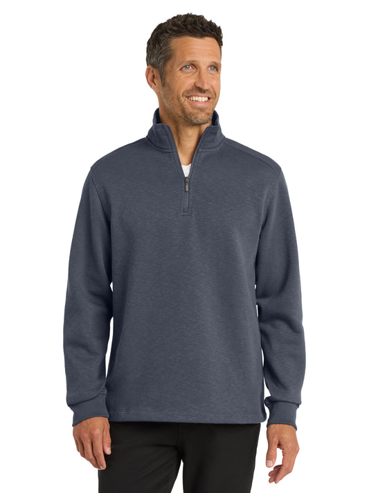 Men's Pocketless Slub Fleece 1/4-Zip Pullover - F295 - Slate Grey