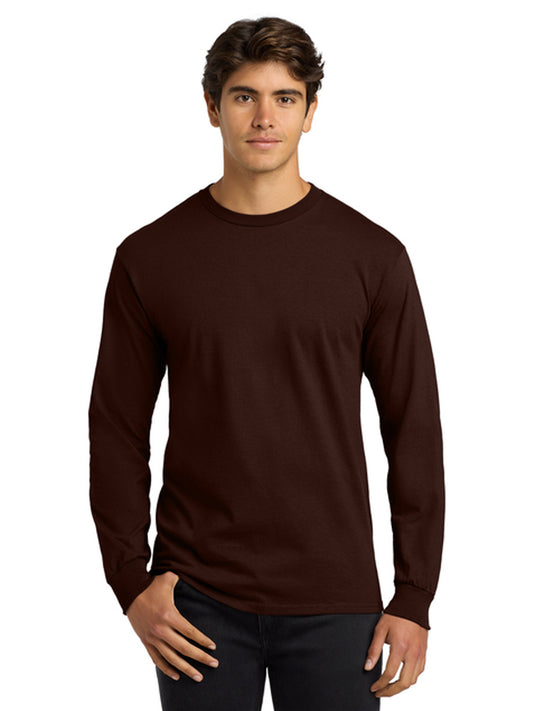 Men's Pocketless Long Sleeve Tee - G2400 - Dark Chocolate