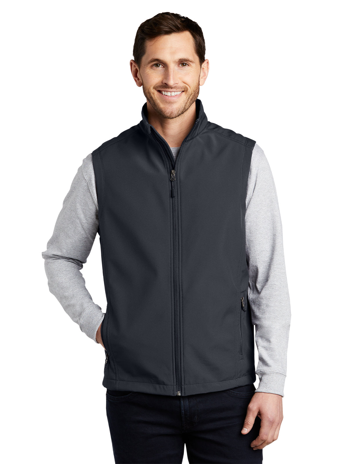 Men's Soft Shell Vest - J325 - Battleship Grey