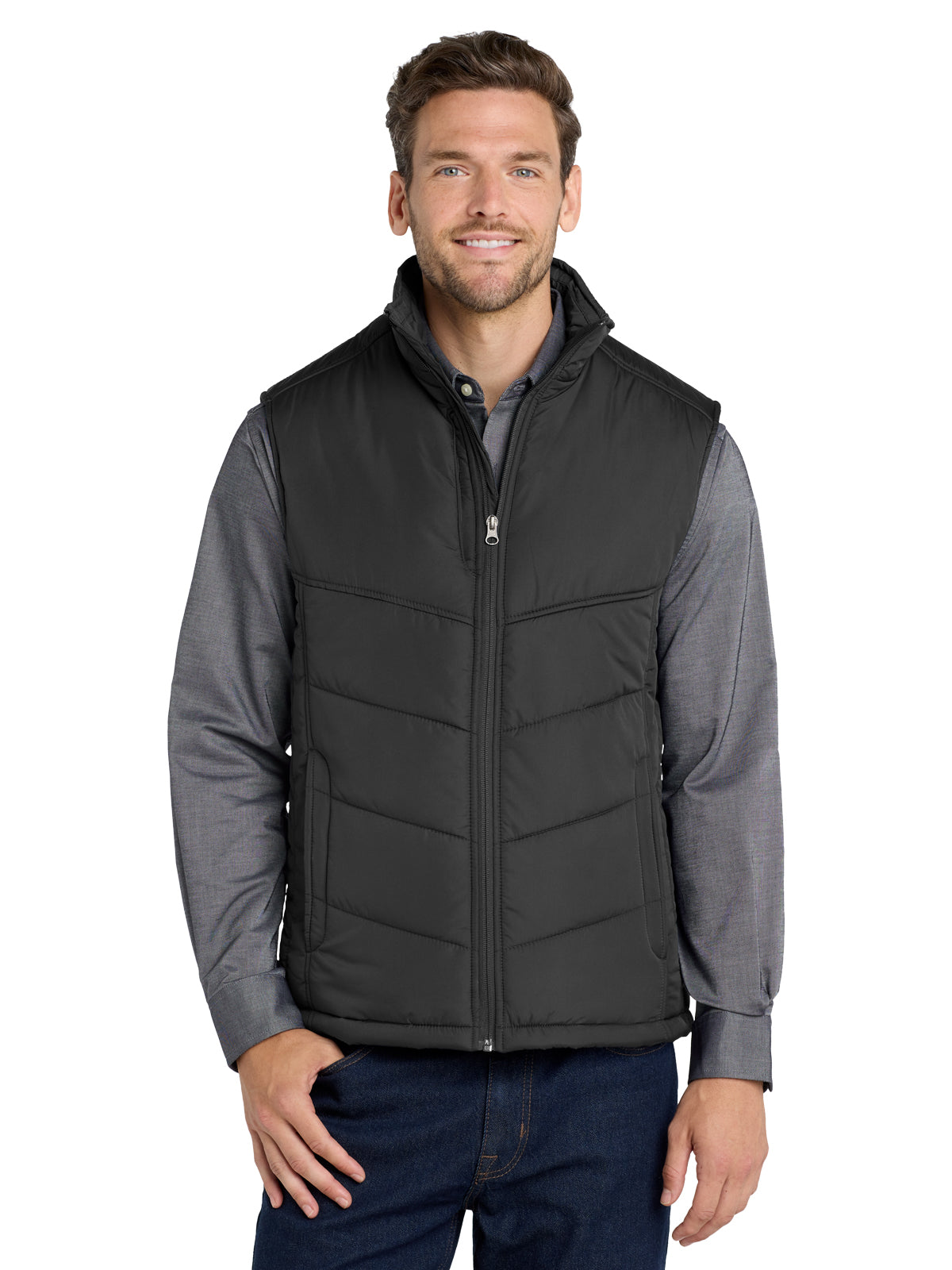 Men's Five-Pocket Puffy Vest - J709 - Black/Black