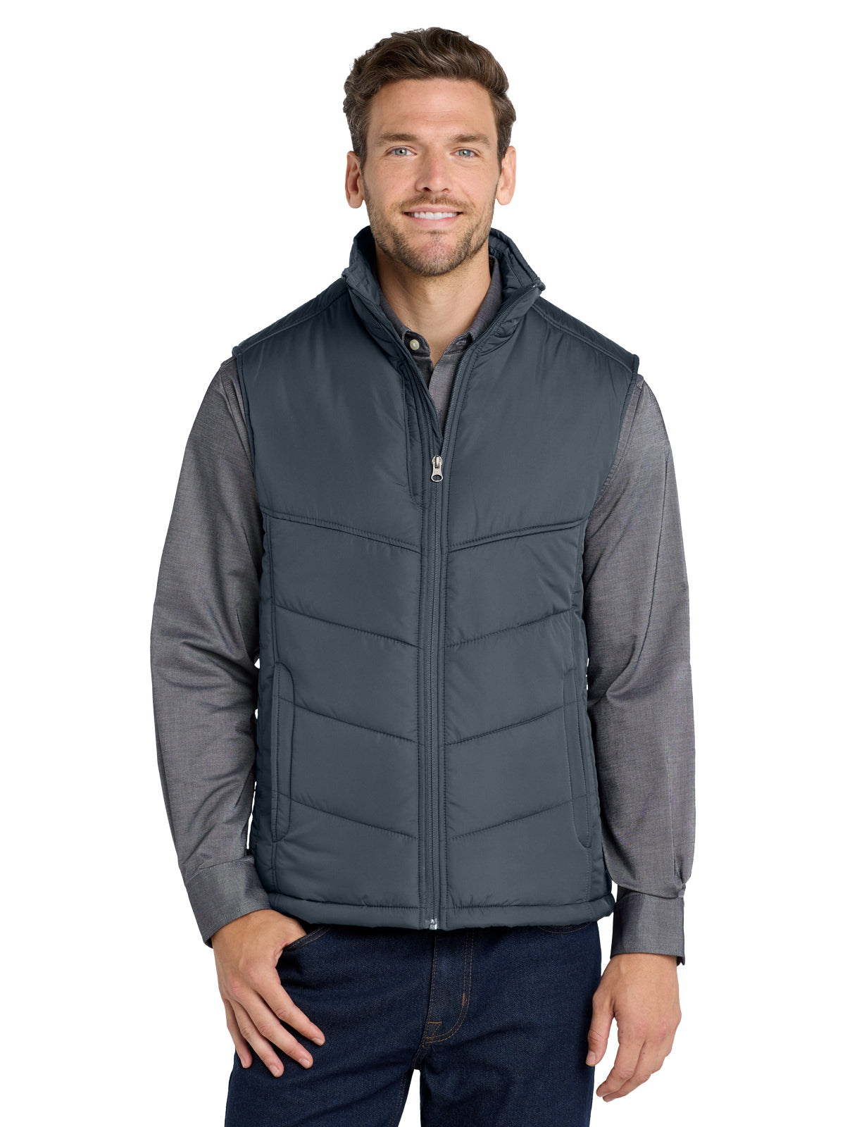 Men's Five-Pocket Puffy Vest - J709 - Dark Slate/Black