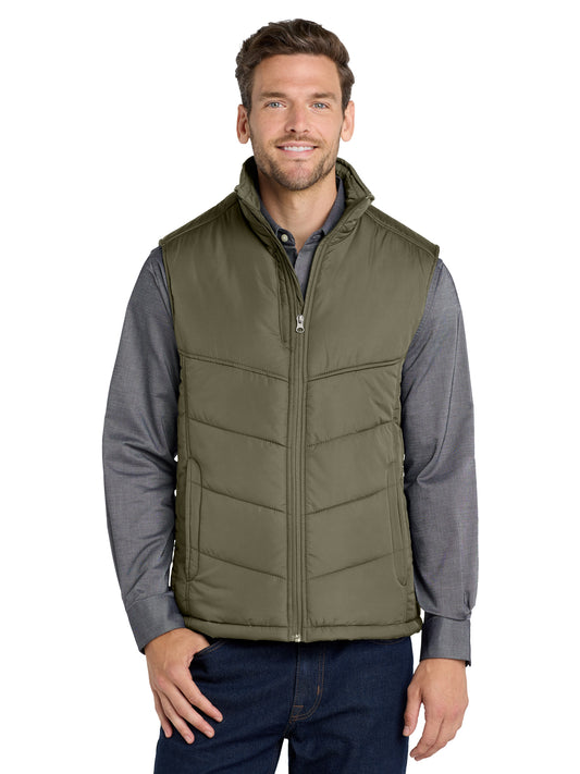 Men's Five-Pocket Puffy Vest - J709 - Olive/Cayenne