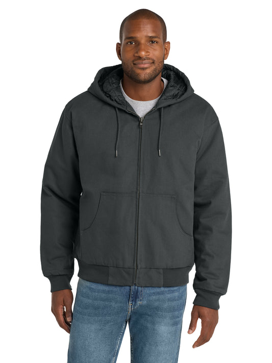 Men's 4-Pocket Duck Cloth Hooded Work Jacket - J763H - Charcoal