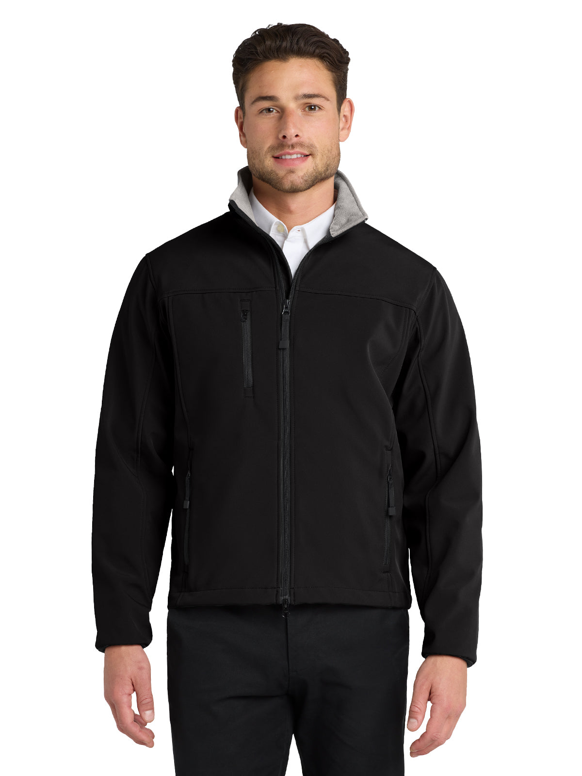 Men's Three-Pocket Glacier Soft Shell Jacket - J790 - Black/Chrome