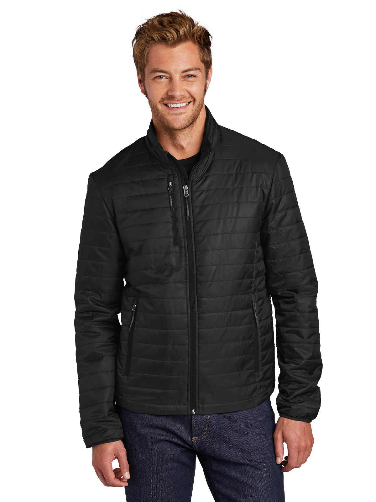 Men's Packable Puffy Jacket - J850 - Deep Black