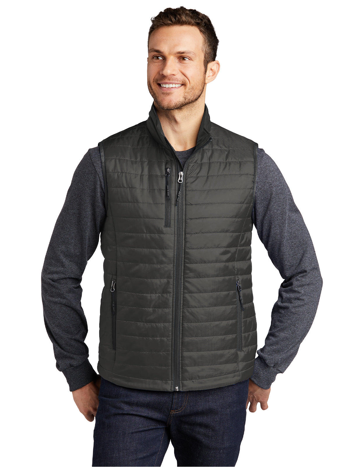 Men's Packable Puffy Vest - J851 - Sterling Grey/Graphite