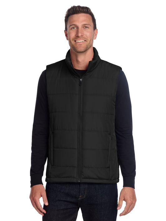 Men's Two-Pocket Puffer Vest - J853 - Deep Black