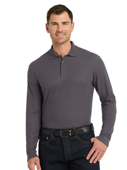Men's Long Sleeve Core Classic Pique Polo - K100LS - Graphite