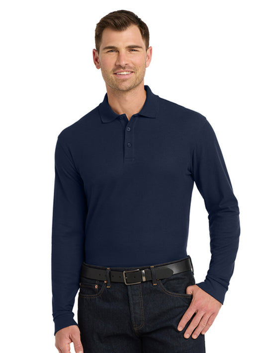 Men's Long Sleeve Core Classic Pique Polo - K100LS - River Blue Navy