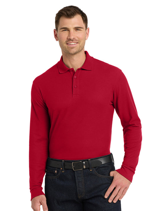 Men's Long Sleeve Core Classic Pique Polo - K100LS - Rich Red