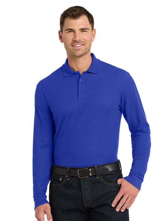 Men's Long Sleeve Core Classic Pique Polo - K100LS - True Royal