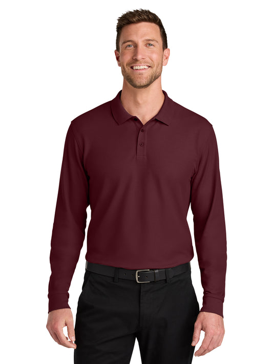 Men's Wearever Signature Pique Long Sleeve Polo - K200LS - Burgundy