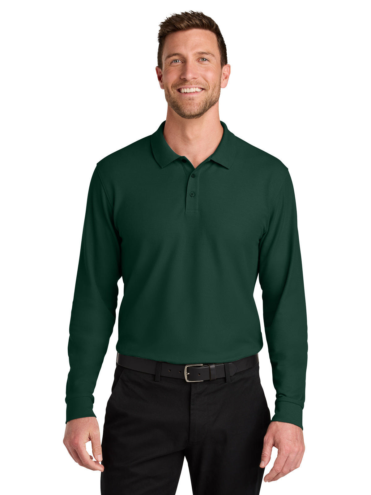Men's Wearever Signature Pique Long Sleeve Polo - K200LS - Dark Green