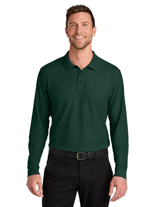 Men's Wearever Signature Pique Long Sleeve Polo - K200LS - Dark Green
