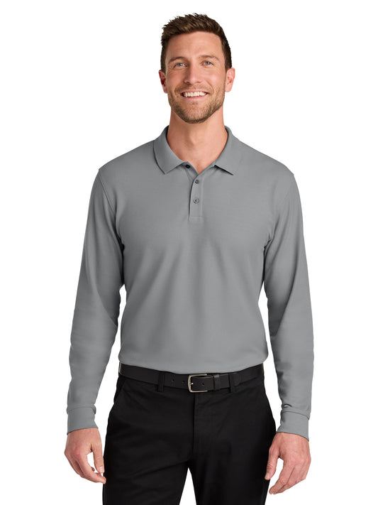 Men's Wearever Signature Pique Long Sleeve Polo - K200LS - Gusty Grey