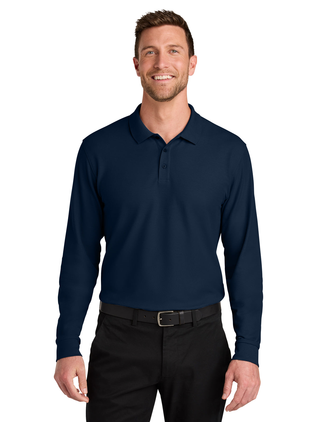 Men's Wearever Signature Pique Long Sleeve Polo - K200LS - River Blue Navy