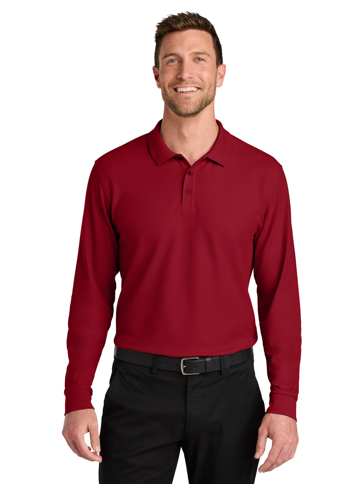 Men's Wearever Signature Pique Long Sleeve Polo - K200LS - Rich Red