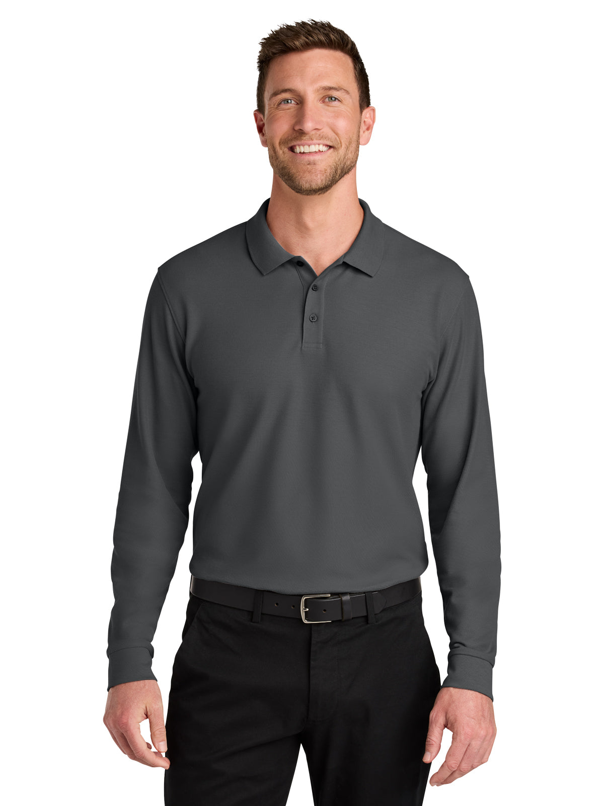 Men's Wearever Signature Pique Long Sleeve Polo - K200LS - Storm Grey