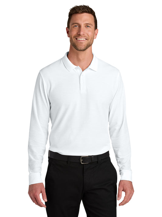 Men's Wearever Signature Pique Long Sleeve Polo - K200LS - White