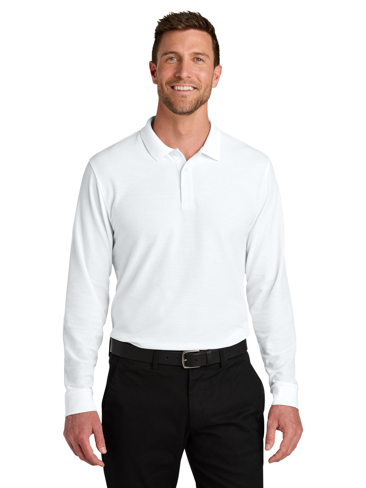 Men's Wearever Signature Pique Long Sleeve Polo - K200LS - White