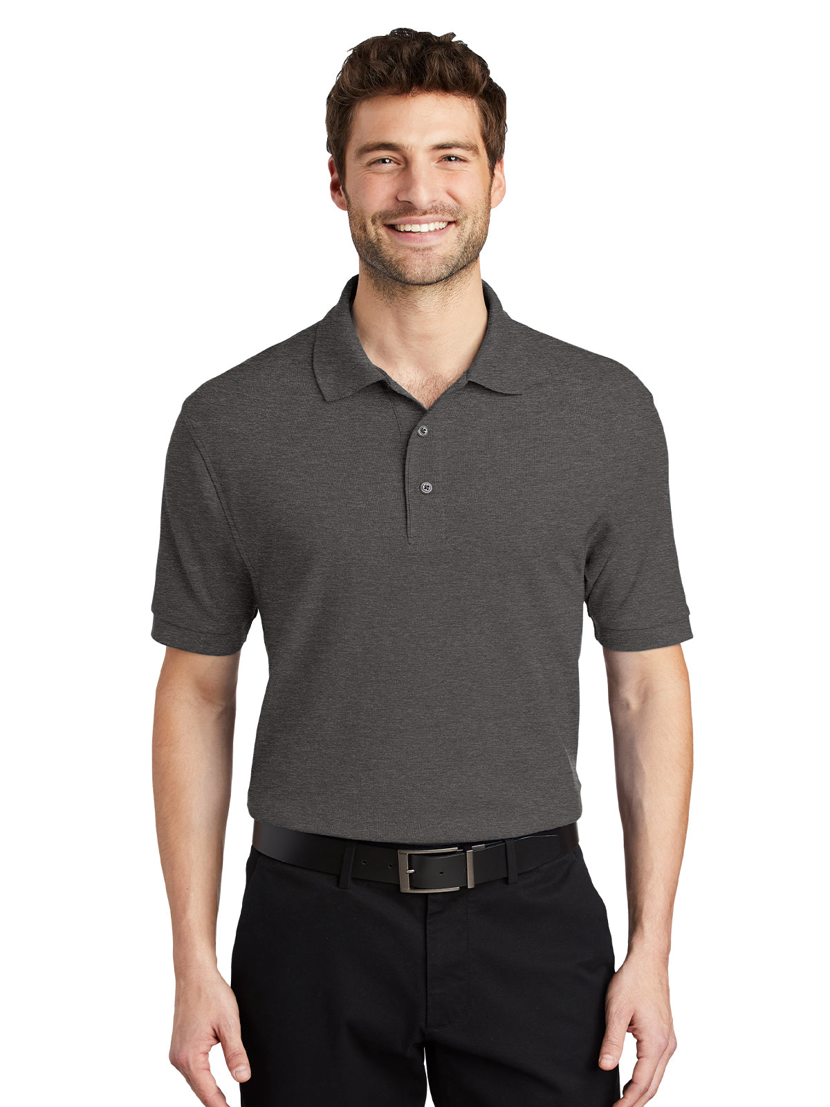 Men's Stretch Pique Polo - K500 - Charcoal Heather Grey