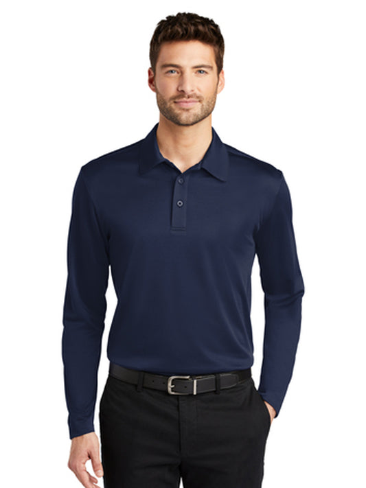 Men's Pocketless Performance Long Sleeve Polo - K540LS - Navy
