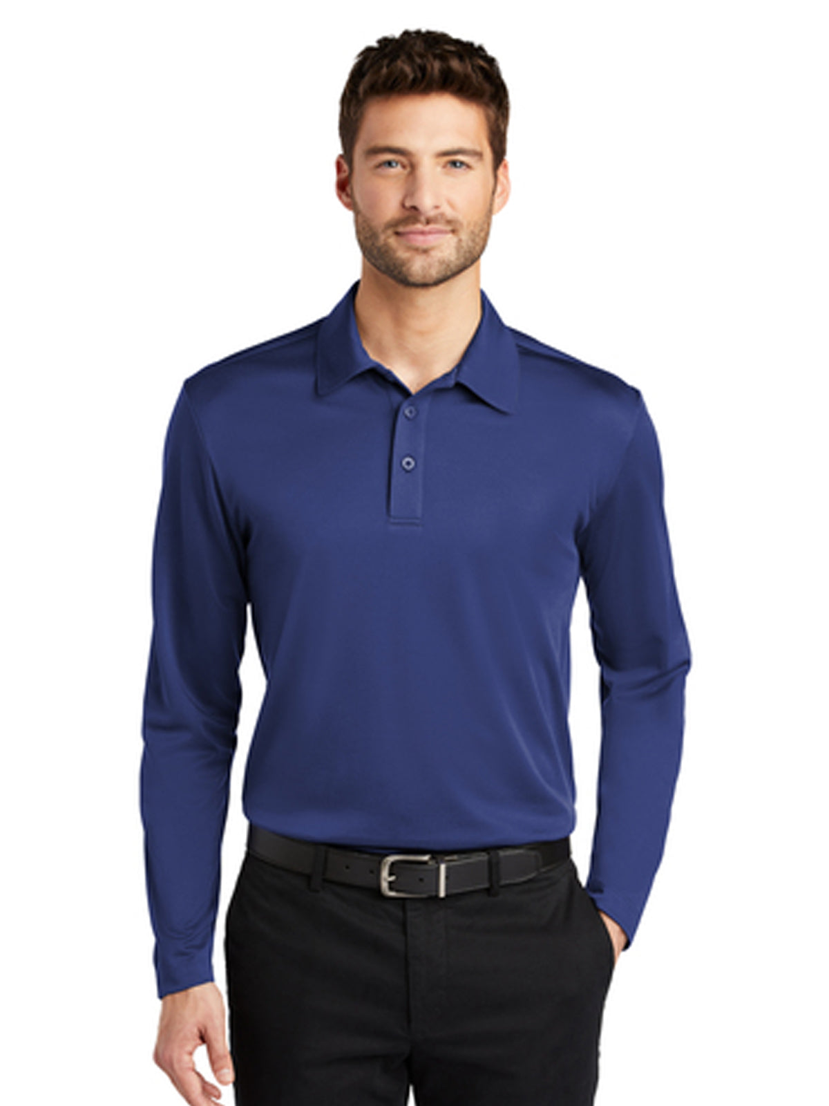 Men's Pocketless Performance Long Sleeve Polo - K540LS - Royal