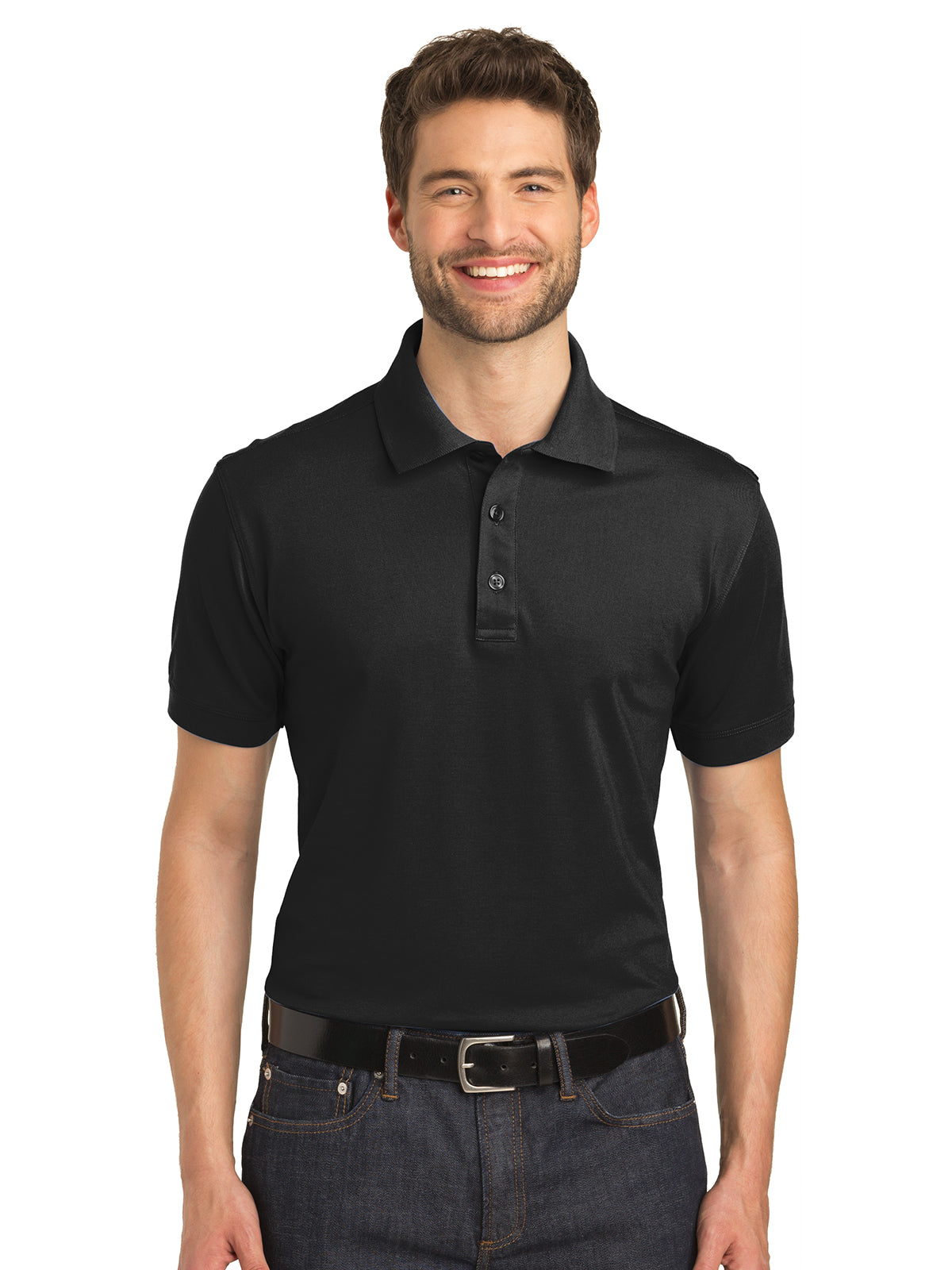 Men's Stretch Pique Polo - K555 - Black
