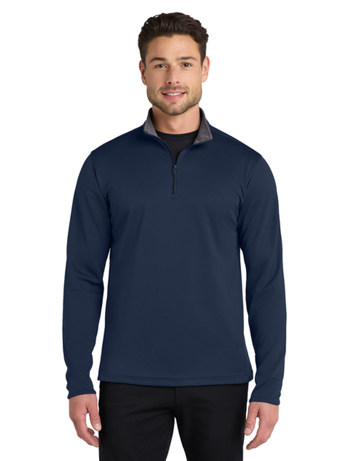 Men's Silk Touch Performance 1/4-Zip Sweatshirt - K584 - Navy/ Steel Grey