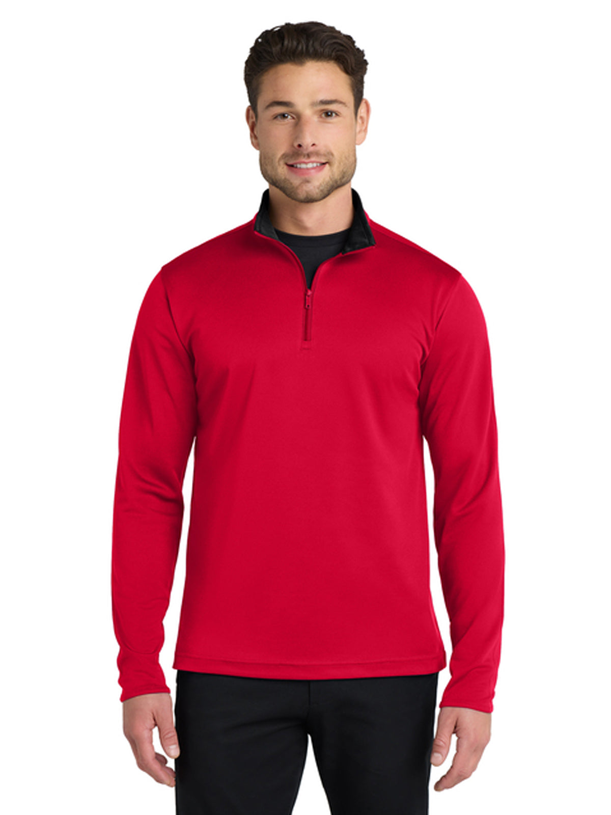 Men's Silk Touch Performance 1/4-Zip Sweatshirt - K584 - Red/ Black
