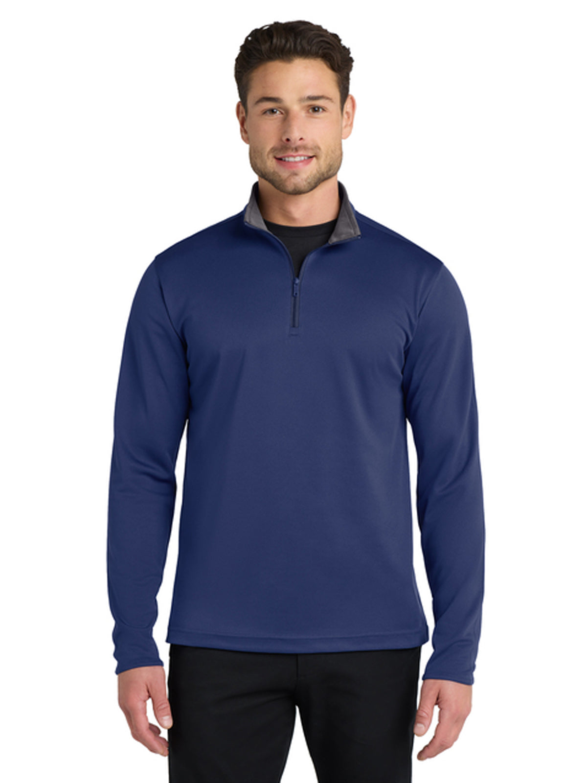 Men's Silk Touch Performance 1/4-Zip Sweatshirt - K584 - Royal/ Steel Grey
