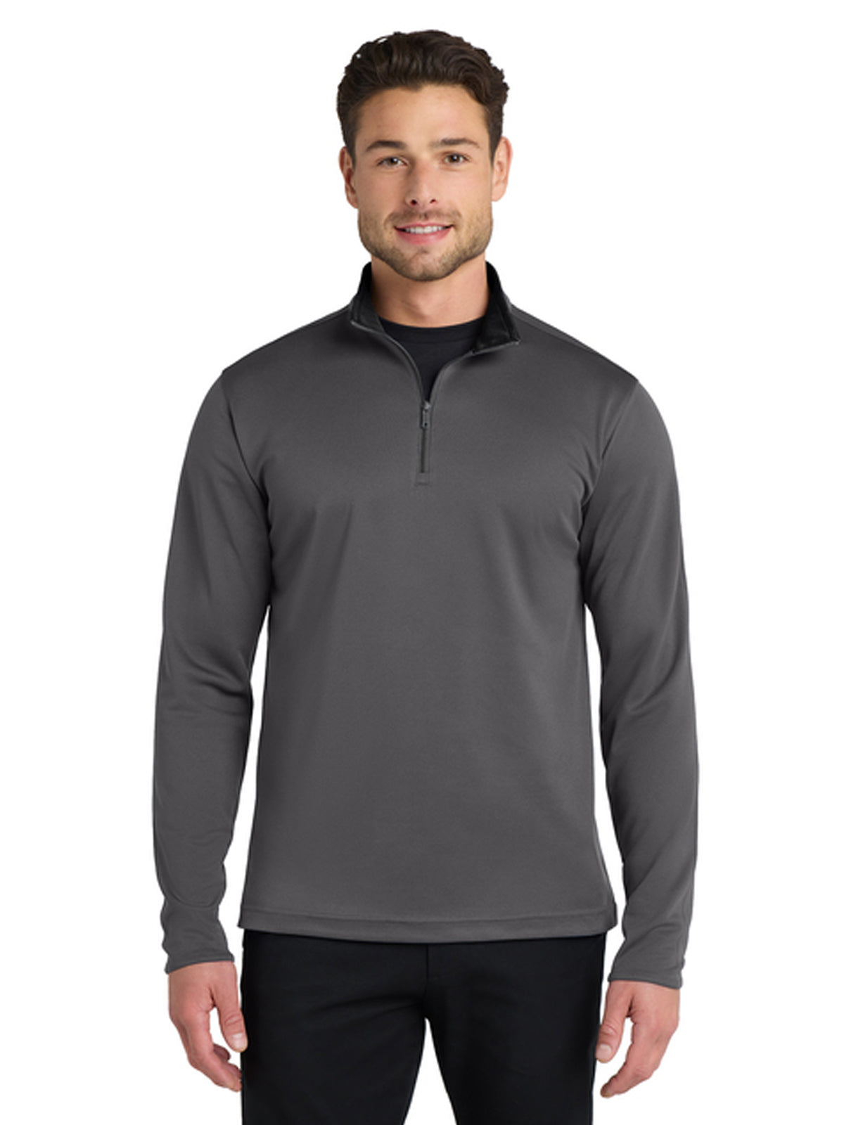 Men's Silk Touch Performance 1/4-Zip Sweatshirt - K584 - Steel Grey/ Black