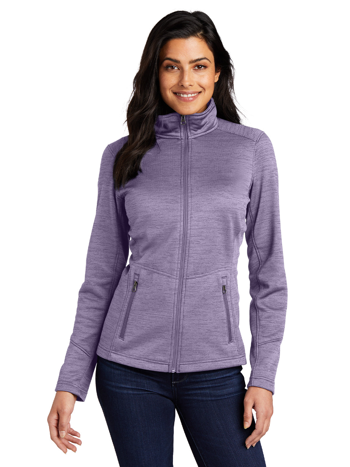 Women's Striped Fleece Jacket - L231 - Purple