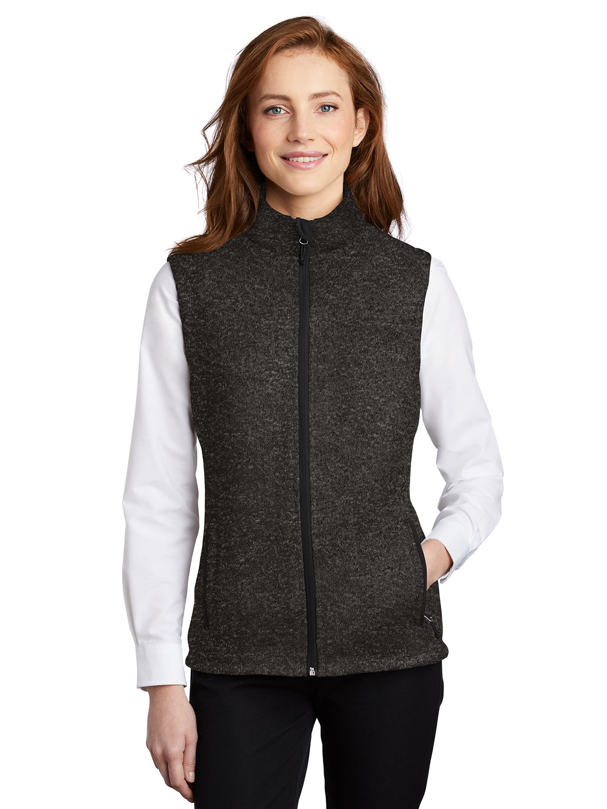 Women's Fleece Vest - L236 - Black Heather